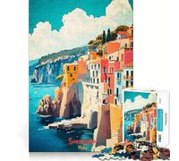 Puzzle de 1000 pièces représentant Une Affiche Artistique de Sorrente, en Italie, pour Adultes Jeu de logique, Anti-Stress, découpe de précision, pour Les fêtes (38x26cm)