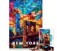 Puzzle de 1000 pièces représentant Une Affiche de New York, idéal pour Les Adolescents Il renforce la mémoire, soulage Le Stress et Offre Une décoration Murale aux Bords Nets (38x52cm)