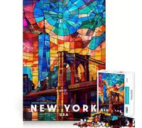 Puzzle de 1000 pièces représentant Une Affiche de New York, pour Adultes, Jeu de logique et de renforcement des Liens familiaux, Bords Premium, Surprise chaleureuse (38x26cm)