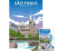Puzzle de 1000 pièces représentant Une Affiche de Sao Paulo Brésil idéal pour Un Jeu éducatif Stimulant et Un Casse-tête Cadeau Parfait pour Femmes et Hommes (Taille 50x75cm)