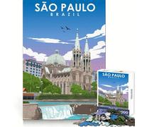 Puzzle de 1000 pièces représentant Une Affiche de Sao Paulo, Brésil, pour Adolescents Exercice Intelligent, Loisirs calmes, Bords précis, Cadeau de Noël idéal (38x52cm)