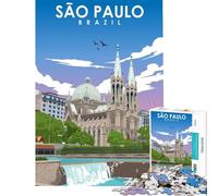 Puzzle de 1000 pièces représentant Une Affiche de Sao Paulo Brésil pour Un Jeu éducatif Stimulant et Un Casse-tête pour Femmes et Hommes (Taille 38x52cm)