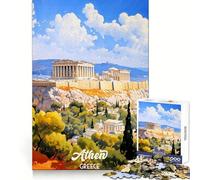 Puzzle de 1000 pièces représentant Une Affiche de Voyage à Athènes, en Grèce Idéal pour Les Adultes, ce Puzzle stimule la mémoire et Offre Un Passe-Temps paisible Un Cadeau de Saison idéal (50x75cm)