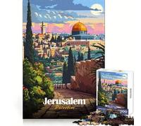 Puzzle de 1000 pièces représentant Une Affiche de Voyage à Jérusalem,en Palestine,pour Adolescents Idéal pour s'exercer à la logique,s'évader sereinement et Offrir Un Joli Cadeau (38x52cm)