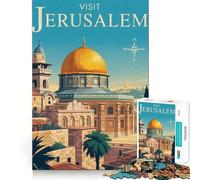 Puzzle de 1000 pièces représentant Une Affiche de Voyage à Jérusalem,idéal pour Les Adultes Jeu de mémoire et,découpé au Laser pour Un Assemblage Parfait Cadeau Unique pour soulager Le Stress