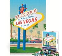 Puzzle de 1000 pièces représentant Une Affiche de Voyage à Las Vegas pour Adultes Stimule la mémoire Passe-Temps paisible pour Les fêtes (38x52cm)