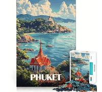 Puzzle de 1000 pièces représentant Une Affiche de Voyage à Phuket, en Thaïlande, pour Adultes stimulez Votre Cerveau, soulagez Votre Stress et créez Une décoration Murale aux Bords précis (50x75cm)