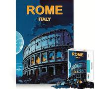 Puzzle de 1000 pièces représentant Une Affiche de Voyage à Rome, en Italie, pour Adolescents Jeu de logique Pure, Relaxant et Facile à découper Pièce d'art de qualité (38x52cm)
