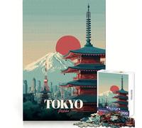 Puzzle de 1000 pièces représentant Une Affiche de Voyage à Tokyo, au Japon, pour Adultes Stimule la mémoire, détend l'esprit, Bords précis, liste de souhaits du Père Noël 50x75cm