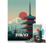 Puzzle de 1000 pièces représentant Une Affiche de Voyage à Tokyo, au Japon, pour Adultes Stimule la mémoire, détend l'esprit, Bords précis, liste de souhaits du Père Noël 50x75cm