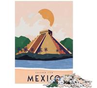 Puzzle de 1000 pièces représentant Une Affiche de Voyage au Mexique idéal pour Les Adolescents et Les familles Activités ludiques à la Maison Apprentissage et Jeux éducatifs (38x26cm/1000 pièces)