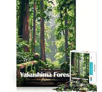 Puzzle de 1000 pièces représentant Une Affiche de Voyage dans la forêt de Yakushima,au Japon Jeu de mémoire Amusant pour Adultes,découpage Expert,activité relaxante à Faire en Groupe 50x75cm