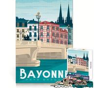 Puzzle de 1000 pièces représentant Une Affiche de Voyage de Bayonne, idéal pour Les Adolescents Développe la mémoire, Plaisir Facile, Bords Nets, Cadeau Symbolique (50x75cm)