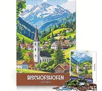 Puzzle de 1000 pièces représentant Une Affiche de Voyage de Bischofshofen, en Autriche, pour Adultes Un Passe-Temps intellectuel et paisible, aux découpes nettes, Un Cadeau Unique (38x26cm)
