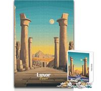 Puzzle de 1000 pièces représentant Une Affiche de Voyage de Louxor, en Égypte Un Jeu éducatif Stimulant pour Adultes, Un Cadeau Unique et Sentimental Dimensions:38x26cm