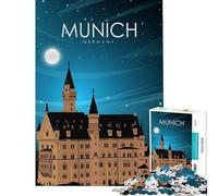 Puzzle de 1000 pièces représentant Une Affiche de Voyage de Munich Jeu éducatif Jouet pédagogique Cadeau d'anniversaire décoration intérieure (Dimensions 75x50cm)