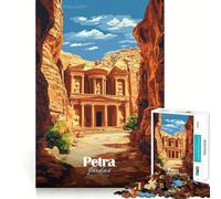 Puzzle de 1000 pièces représentant Une Affiche de Voyage de Petra Jordan, idéal pour Les Adolescents Jeu de logique et de Train, léger et Relaxant, avec découpe Lisse Décoration Murale (38x52cm)