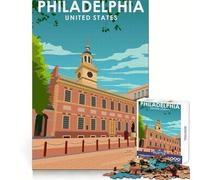 Puzzle de 1000 pièces représentant Une Affiche de Voyage de Philadelphie,idéal pour Adultes Divertissement intellectuel et paisible,découpe Fine,Cadeau créatif (38x26cm)