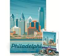Puzzle de 1000 pièces représentant Une Affiche de Voyage de Philadelphie,idéal pour Les Adultes Développe Les capacités cognitives,Passe Un agréable Moment,et Offre Un Cadeau mémorable (50x75cm)