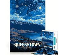 Puzzle de 1000 pièces représentant Une Affiche de Voyage de Queenstown en Nouvelle-Zélande idéal pour Les Adolescents Jeu de logique Fine Facile Assembler avec Bords Cadeau Parfait