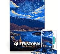 Puzzle de 1000 pièces représentant Une Affiche de Voyage de Queenstown en Nouvelle-Zélande pour Adolescents Jeu de logique et de Concentration apaisant et aux découpes précises (50x75cm)