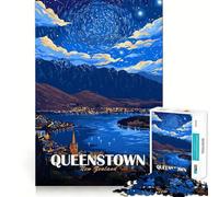 Puzzle de 1000 pièces représentant Une Affiche de Voyage de Queenstown en Nouvelle-Zélande pour Adolescents Jeu de logique Transparent Assembler Lentement et savourer Lentement Découpe Parfaite