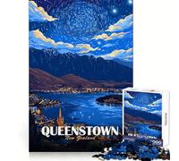 Puzzle de 1000 pièces représentant Une Affiche de Voyage de Queenstown en Nouvelle-Zélande pour Adolescents Jeu de logique Transparent Assembler Lentement et savourer Lentement Découpe Parfaite