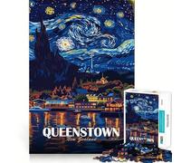 Puzzle de 1000 pièces représentant Une Affiche de Voyage de Queenstown, en Nouvelle-Zélande, pour Adultes Jeu de réflexion Relaxant et Amusant Pièce de Collection aux découpes soignées (50x75cm)