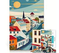 Puzzle de 1000 pièces représentant Une Affiche de Voyage de Reykjavik idéal pour Les Adolescents Jeu de réflexion et de détente Design élégant à Assembler soi-même Cadeau de qualité supérieure