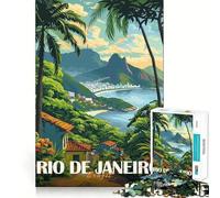 Puzzle de 1000 pièces représentant Une Affiche de Voyage de Rio de Janeiro, idéal pour Les Adolescents Jeu de logique et de réflexion, Divertissement Relaxant, découpe précise, (38x26cm)