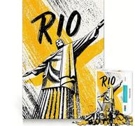 Puzzle de 1000 pièces représentant Une Affiche de Voyage de Rio de Janeiro pour Adultes Renforce la mémoire, apaise l'esprit, qualité, Surprise chaleureuse (38x52cm)