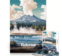 Puzzle de 1000 pièces représentant Une Affiche de Voyage de Rotorua en Nouvelle-Zélande,idéal pour Les Adolescents,Stimulant la réflexion et Les Loisirs,Cadeau de Vacances Parfait (50x75cm)