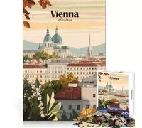 Puzzle de 1000 pièces représentant Une Affiche de Voyage de Vienne, en Autriche, pour Adultes développement cérébral, Passe-Temps apaisant, Assemblage Propre, Cadeau de Noël idéal (38x26cm)