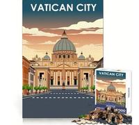 Puzzle de 1000 pièces représentant une affiche de voyage sur la Cité du Vatican, idéal pour les adolescents un défi intellectuel apaisant et amusant, une surprise d'anniversaire sans couture (50x75cm)