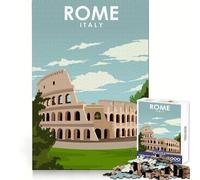 Puzzle de 1000 pièces représentant Une Affiche de Voyage sur Rome,en Italie,pour Adultes Stimule la réflexion,se détend en Silence et Offre Un Cadeau attentionné grâce à Son système de Verrouillage