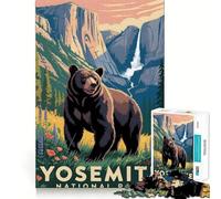 Puzzle de 1000 pièces représentant Une Affiche de Voyage Vintage du Parc National de Yosemite Un Exercice Mental Amusant,des pièces précises et sans Couture,Une façon captivante de Passer Le Temps