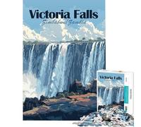 Puzzle de 1000 pièces représentant Une Affiche des Chutes Victoria Jeu de Construction Difficile et Stimulant Faisant Appel à l'analyse et à la logique à partir de 14 Ans 38x52cm