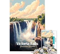 Puzzle de 1000 pièces représentant Une Affiche des Chutes Victoria Un Jeu éducatif Stimulant et Difficile à appréhender idéal comme Cadeau d'anniversaire (Dimensions 38x26cm)