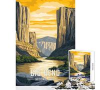Puzzle de 1000 pièces représentant Une Affiche du Parc National de Big Bend Jeu Anti-Stress idéal pour Les Amateurs de Jeux éducatifs et de Collection d'artistes Format 50x75cm