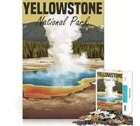 Puzzle de 1000 pièces représentant Une Affiche du Parc National de Yellowstone,idéal pour Les Adolescents Jeu de mémoire et de Concentration,qualité Professionnelle,activité de Groupe relaxante