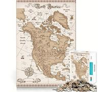 Puzzle de 1000 pièces représentant Une Ancienne Carte des États-Unis pour Adultes Jeu Stimulant l'esprit Pièces précises et Parfaitement assemblées Activité relaxante à Faire en Groupe 50x75cm