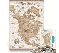Puzzle de 1000 pièces représentant Une Ancienne Carte des États-Unis Un Jeu de logique et de réflexion,idéal pour Un Moment de Calme et Un Exercice Mental à Faire à la Maison (38x52cm)