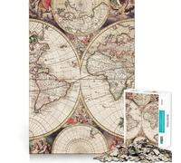 Puzzle de 1000 pièces représentant Une Ancienne Carte du Monde, idéal pour Adultes Jeu de logique Robuste, Anti-Tension, Bords Transparents, Cadeau de qualité supérieure (38x52cm)
