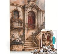 Puzzle de 1000 pièces représentant Une Architecture Italienne avec des Fleurs, Un Jeu Anti-Stress pour Toute la Famille, avec des pièces de Formes aléatoires Parfaitement emboîtables 38x52cm