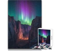 Puzzle de 1000 pièces représentant Une Aurore boréale au-Dessus d'un Canyon Idéal pour Adultes Activité ludique et éducative, Cadeau Unique et touchant Dimensions:38x52cm