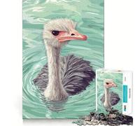 Puzzle de 1000 pièces représentant Une Autruche nageant dans l'eau, idéal pour Adultes Jeu de réflexion et de Concentration, Parfait pour la Maison et Les Loisirs (50x75cm)