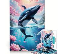 Puzzle de 1000 pièces représentant Une Baleine bondissante et Un Paysage Marin Floral,idéal pour Les Adultes Jeu Amusant et ressourçant Assemblage sûr et Solide Activité familiale Amusante en soirée