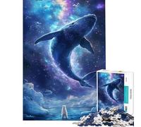 Puzzle de 1000 pièces représentant Une Baleine dans l'espace avec Un Ours Polaire Jeu éducatif Stimulant Amusant et Humoristique idéal comme Cadeau (Dimensions 38x52cm)