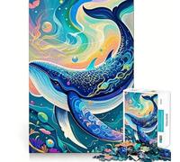 Puzzle de 1000 pièces représentant Une Baleine dans Un océan Abstrait et coloré Développe la mémoire,ludique et de qualité Professionnelle Un pour stimuler l'esprit (38x52cm)