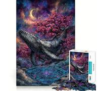 Puzzle de 1000 pièces représentant Une Baleine dans Un Paysage céleste onirique (38x52cm) Jeu de réflexion Stimulant Emboîtement Parfait Défi cérébral interactif pour la Maison